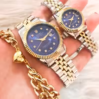 ست ساعت رولکس زنانه و مردانه با هم  بنداستیل دورنگ صفحه آبی
کیفیت عالی. تقویم دار. شش ماه گارانتی