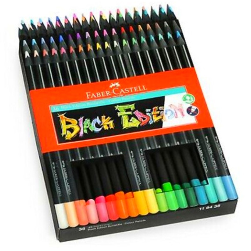 مداد رنگی فابرکاستل 36 رنگ  بدنه مشکی  جعبه مقوایی