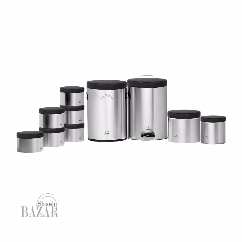 سرویس جهیزیه 10 پارچه استیل مشکی درب فلزی بهازکالا 16290070