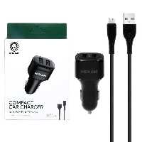 شارژر فندکی فست دو پورت Green Lion مدل GNCC24IP6BK 12W به همراه کابل شارژ آیفون 