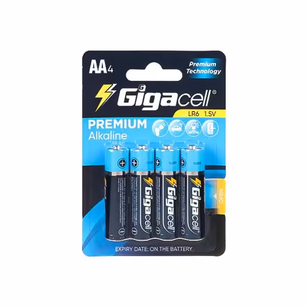 باتری قلمی پریمیوم آلکالاین گیگاسل مدل LR6 بسته 4 عددی
