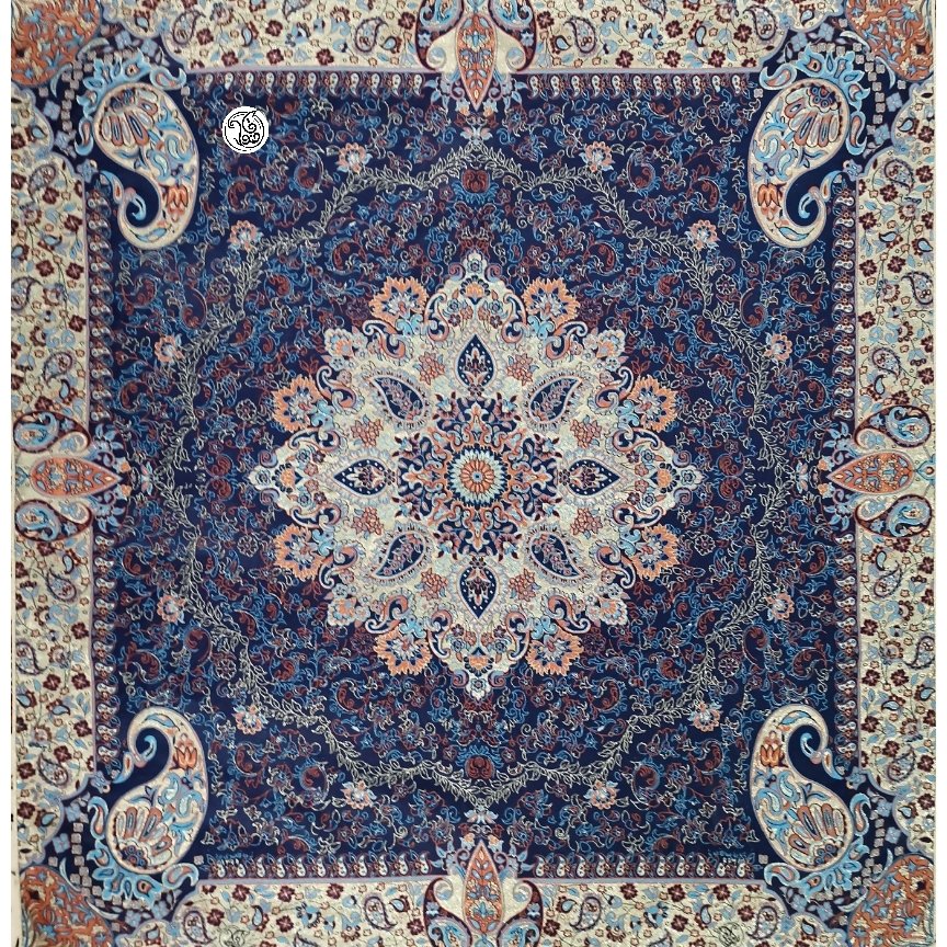 رومیزی ترمه طرح اطلس  رنگ سورمه ای