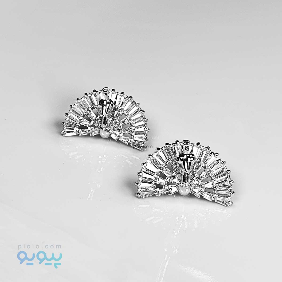 گوشواره نگین دار طرح طاووس