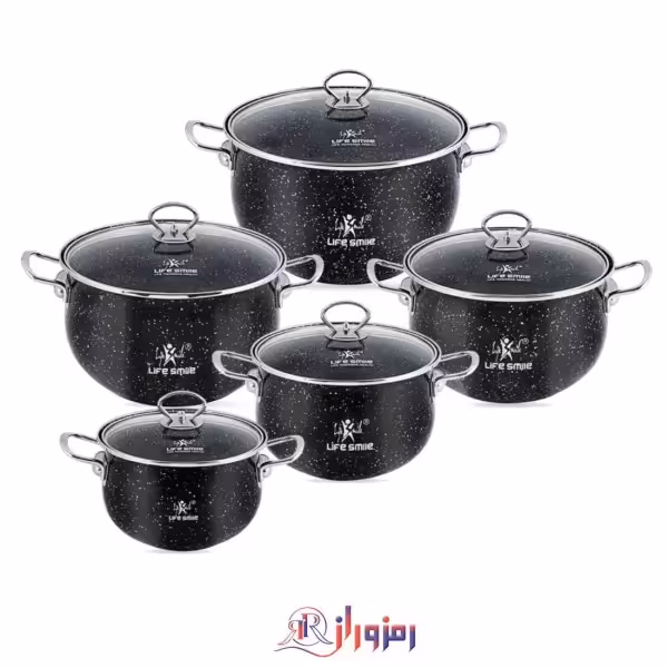 سرویس قابلمه 10 پارچه لایف اسمایل مشکی P-10 اصل