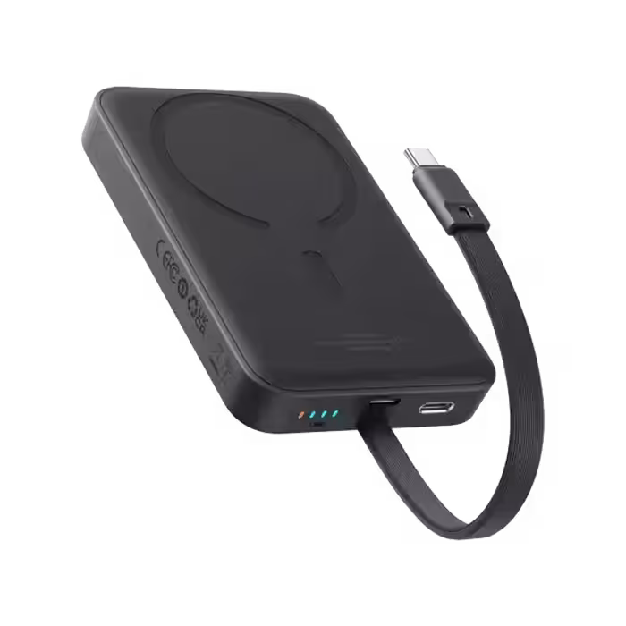 پاوربانک بیسوس 30 وات مدل Magnetic Mini Wireless ظرفیت 10000 میلی آمپر ساعت همراه با کابل تایپ سی