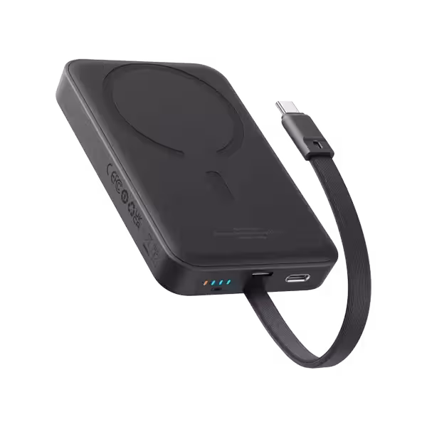 پاوربانک بیسوس 30 وات مدل Magnetic Mini Wireless ظرفیت 10000 میلی آمپر ساعت همراه با کابل تایپ سی