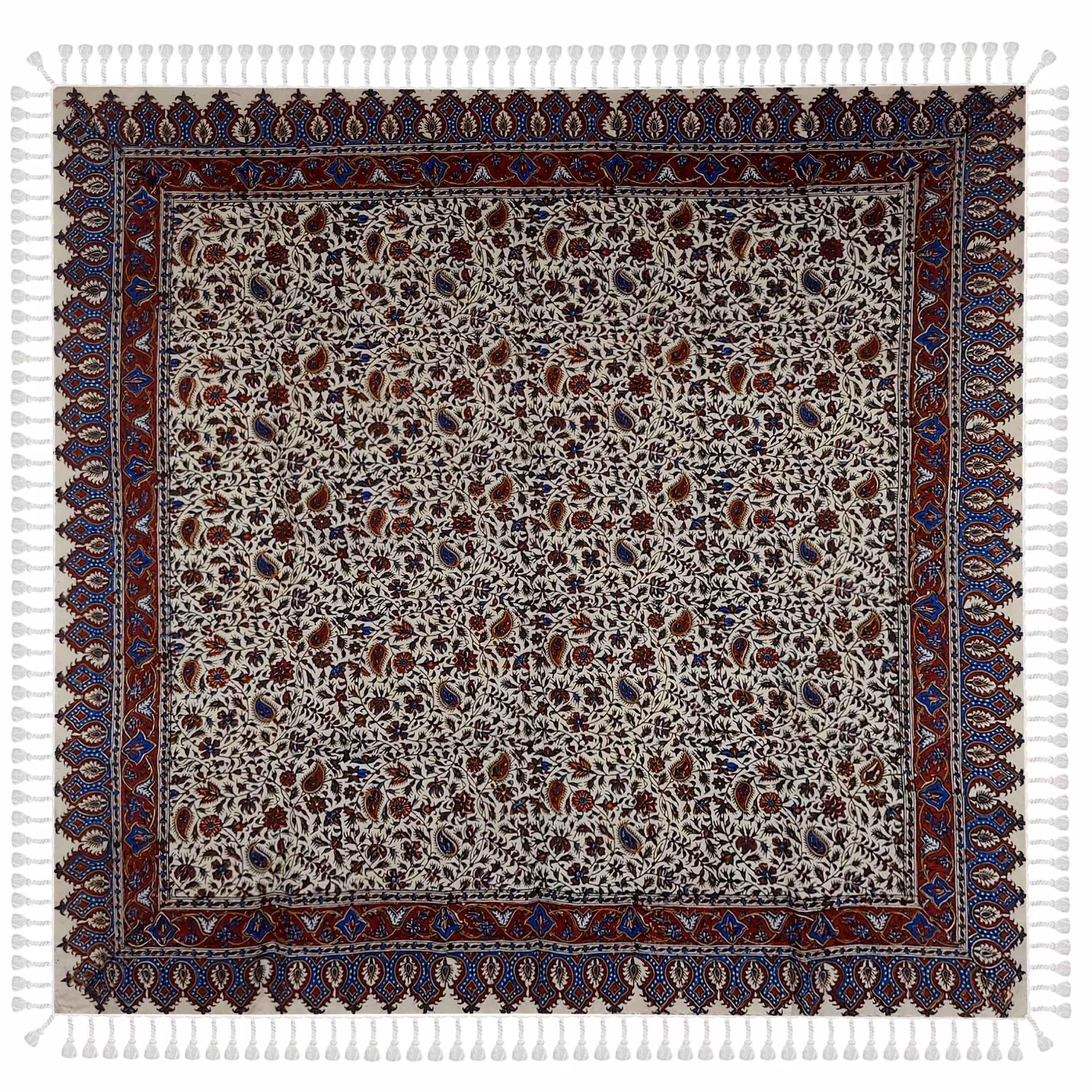 سفره قلمکار و رومیزی ممتاز ترنج مدل بته بادامی ریز 1 در 1