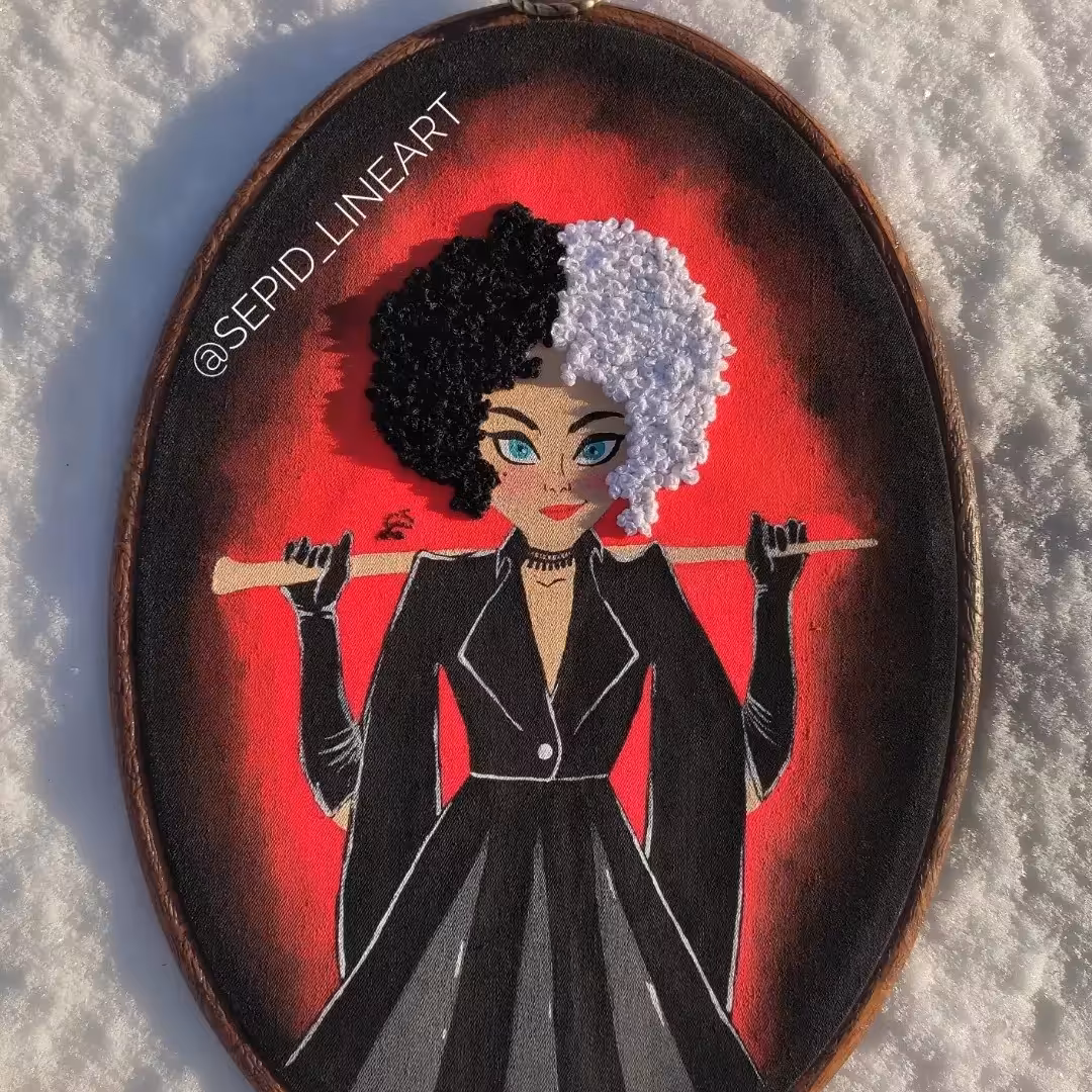 تابلو نقاشی روی پارچه و گلدوزی مدل کروئلا 