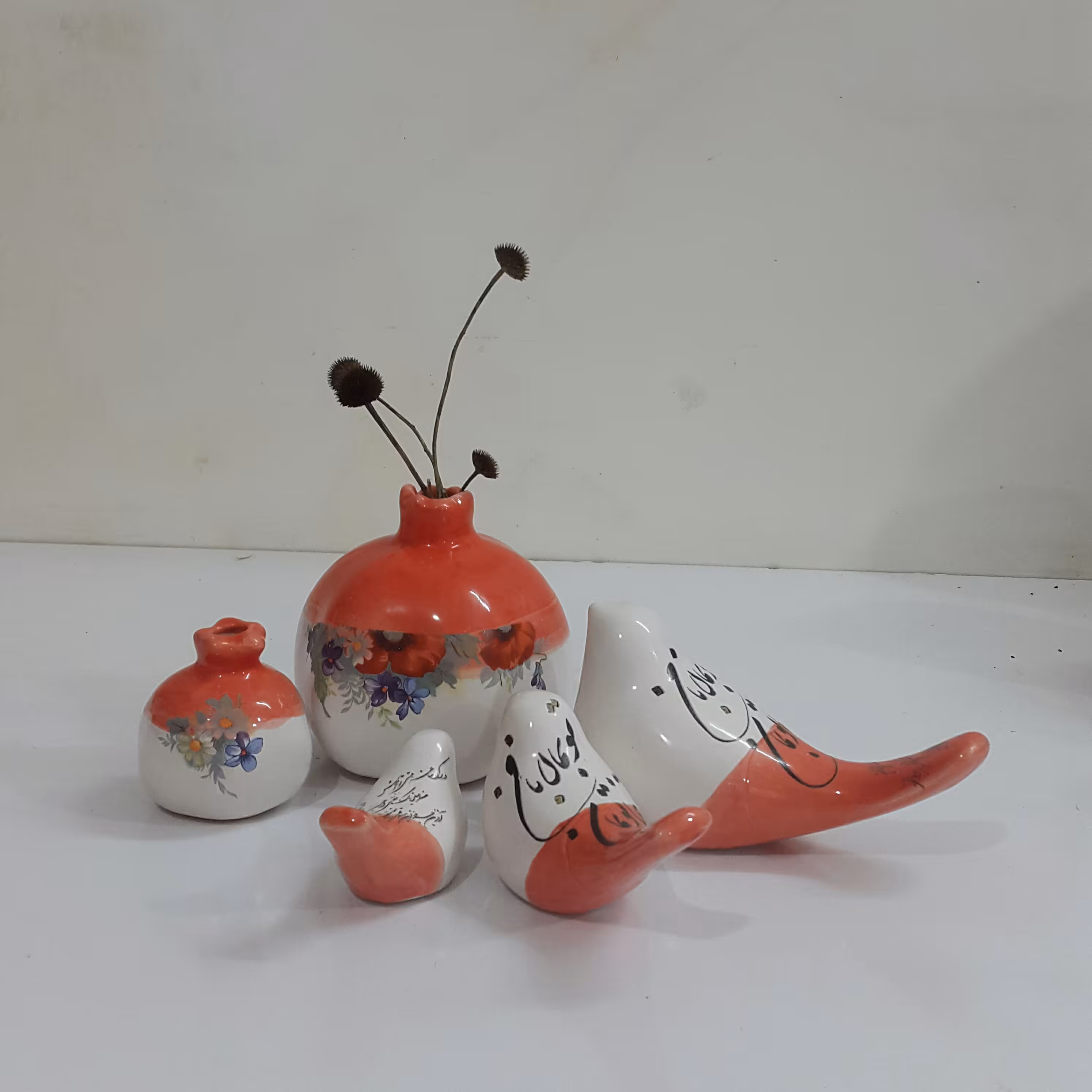 پرنده و اناریلدایی سرامیکی کد 12