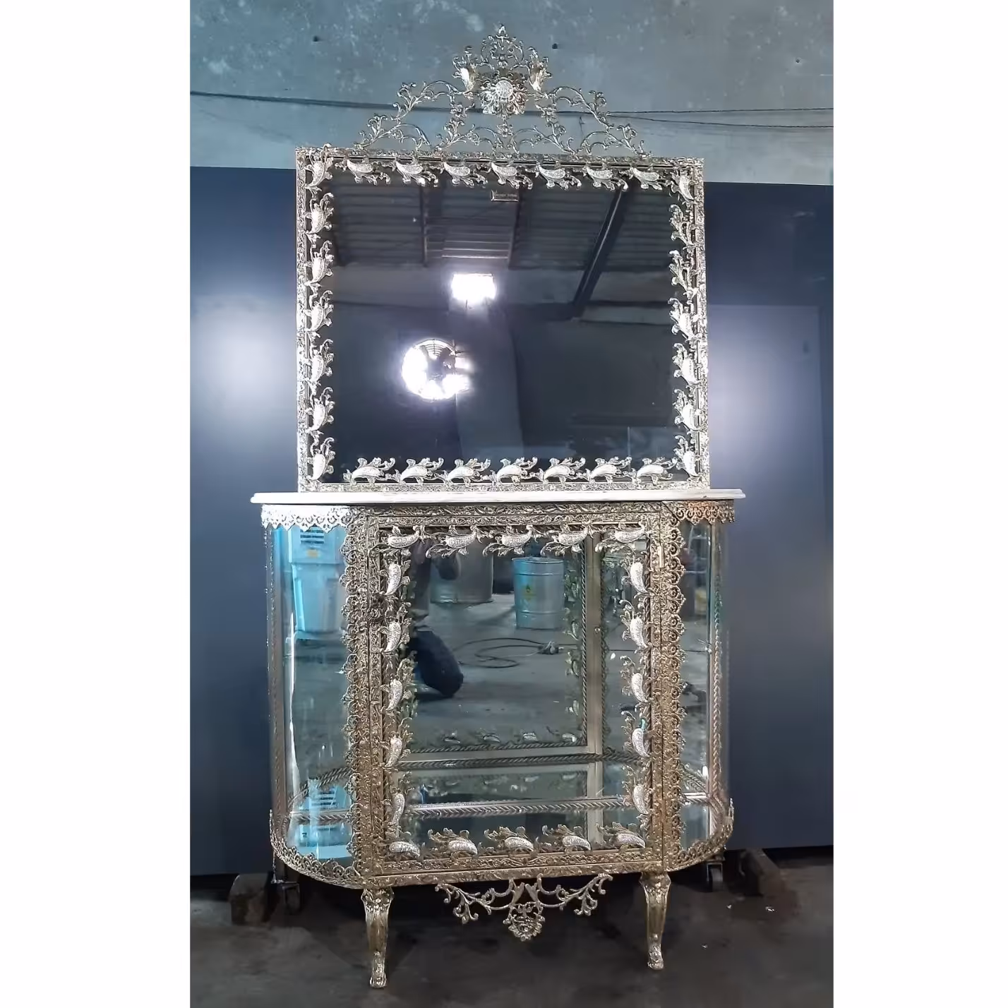 آیینه کنسول ویترینی (گل بادمجونی)