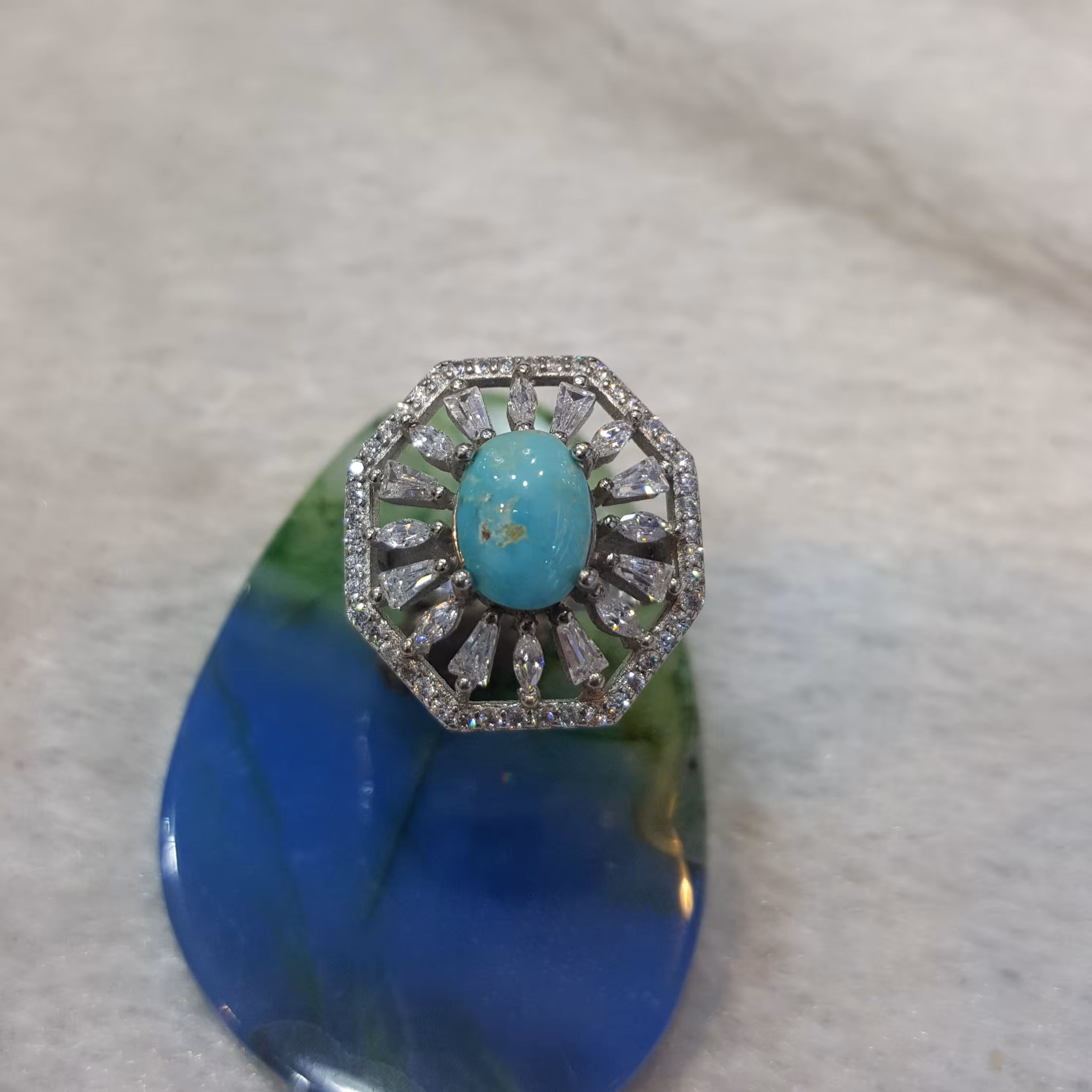 نقره 92/5.نگین فیروزه صاف نیشابور  اصلی