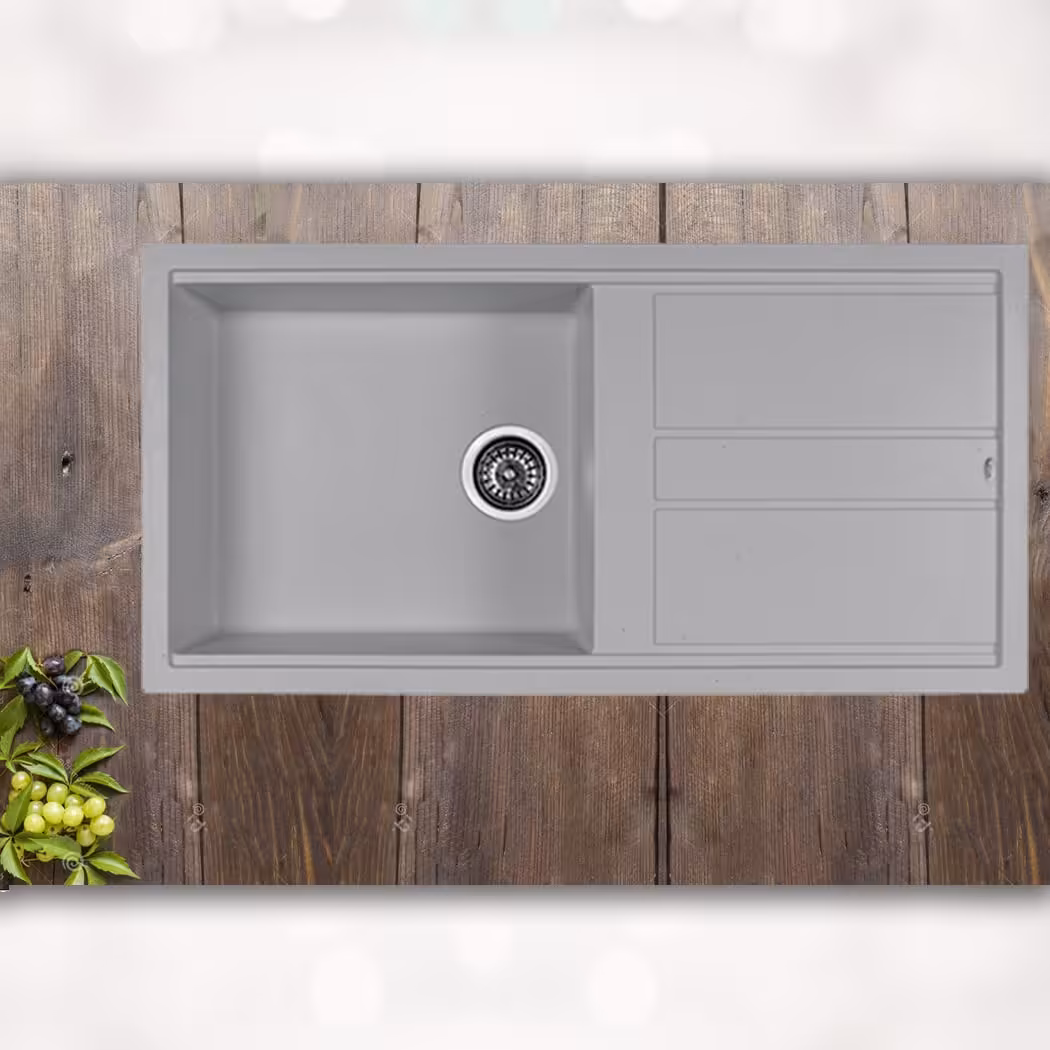 سینک گرانیتی طوسی تک لگنه سینی دار