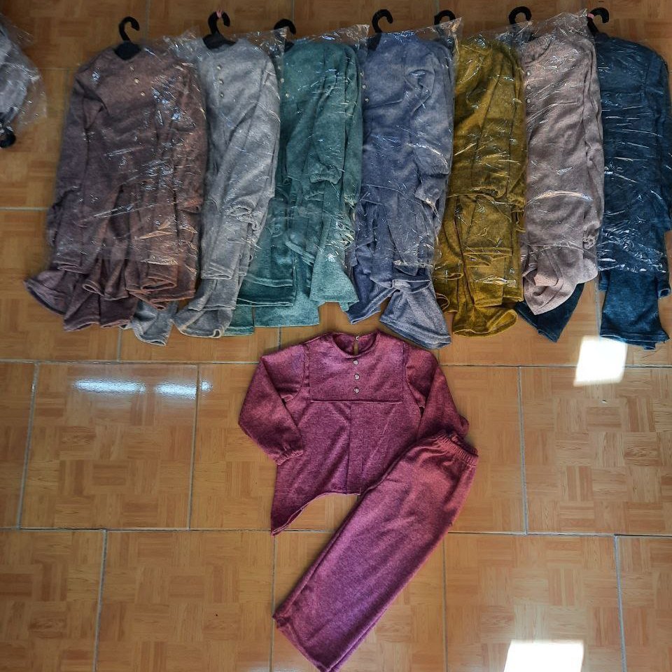 تونیک شلوار انغوره سایز 45 تا 55 بچگانه رنگ خردلی موجوده