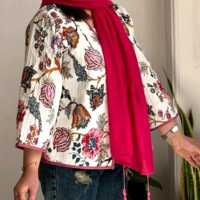 مانتو اسپرت زنانه لنین مدل چرخکاری هندی