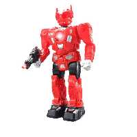 ربات آدم آهنی باتری خور صدا حرکت 38 سانت قد قرمز 
