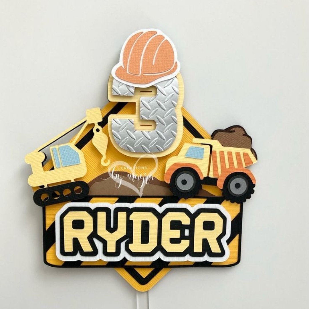 تاپر کیک تولد تم ماشینهای ساخت وساز