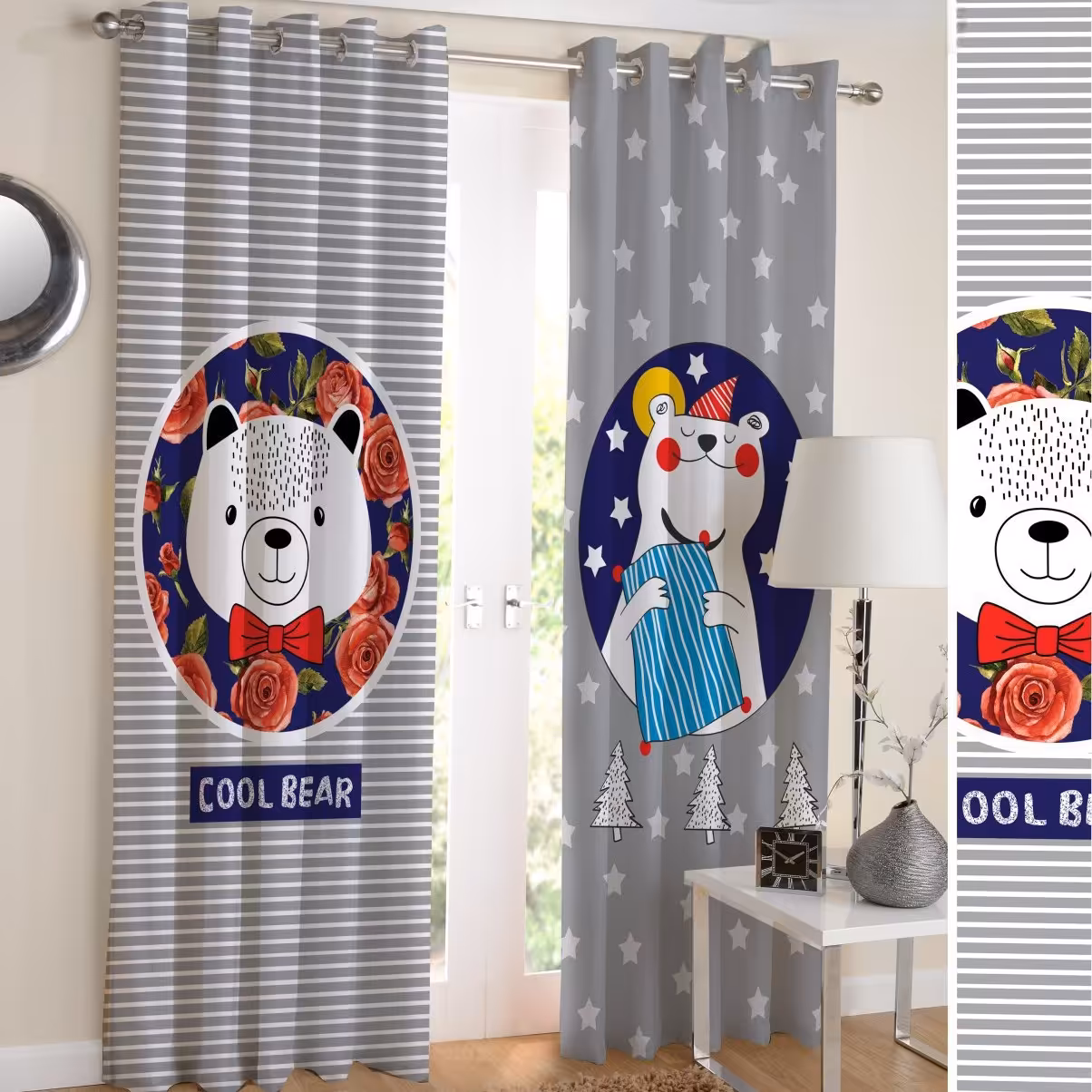 پرده چاپی طرح خرس (کد 17)