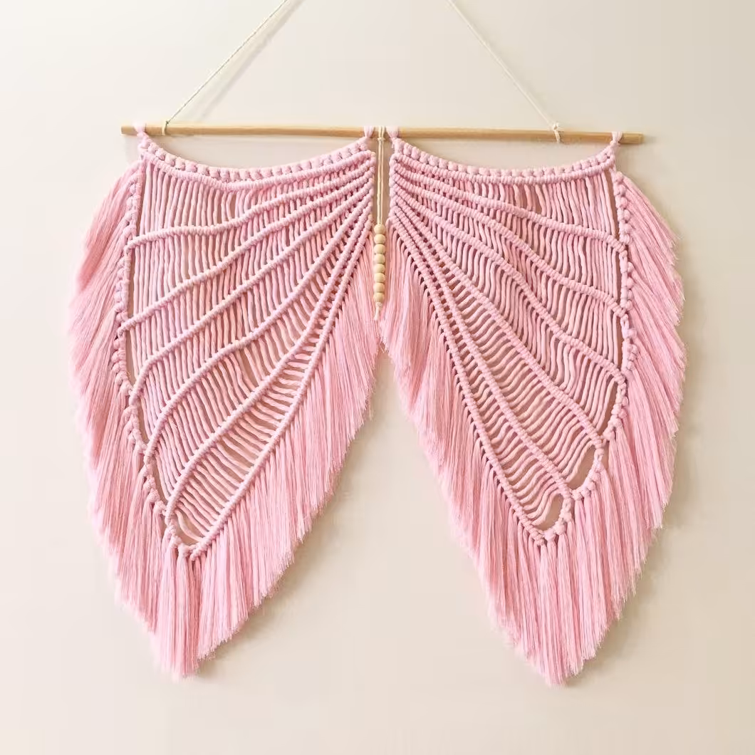 بال فرشته مکرومه بافی صورتی