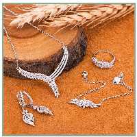 سرویس نقره مارکیز بسیار شیک با عیار 925 و آبکاری طلاسفید دقیقا مشابه نمونه طلا