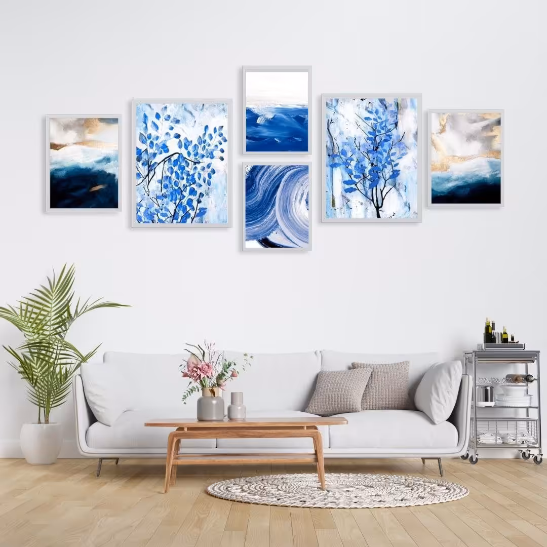 تابلو دکوراتیو 6 تیکه طرح تم آبی