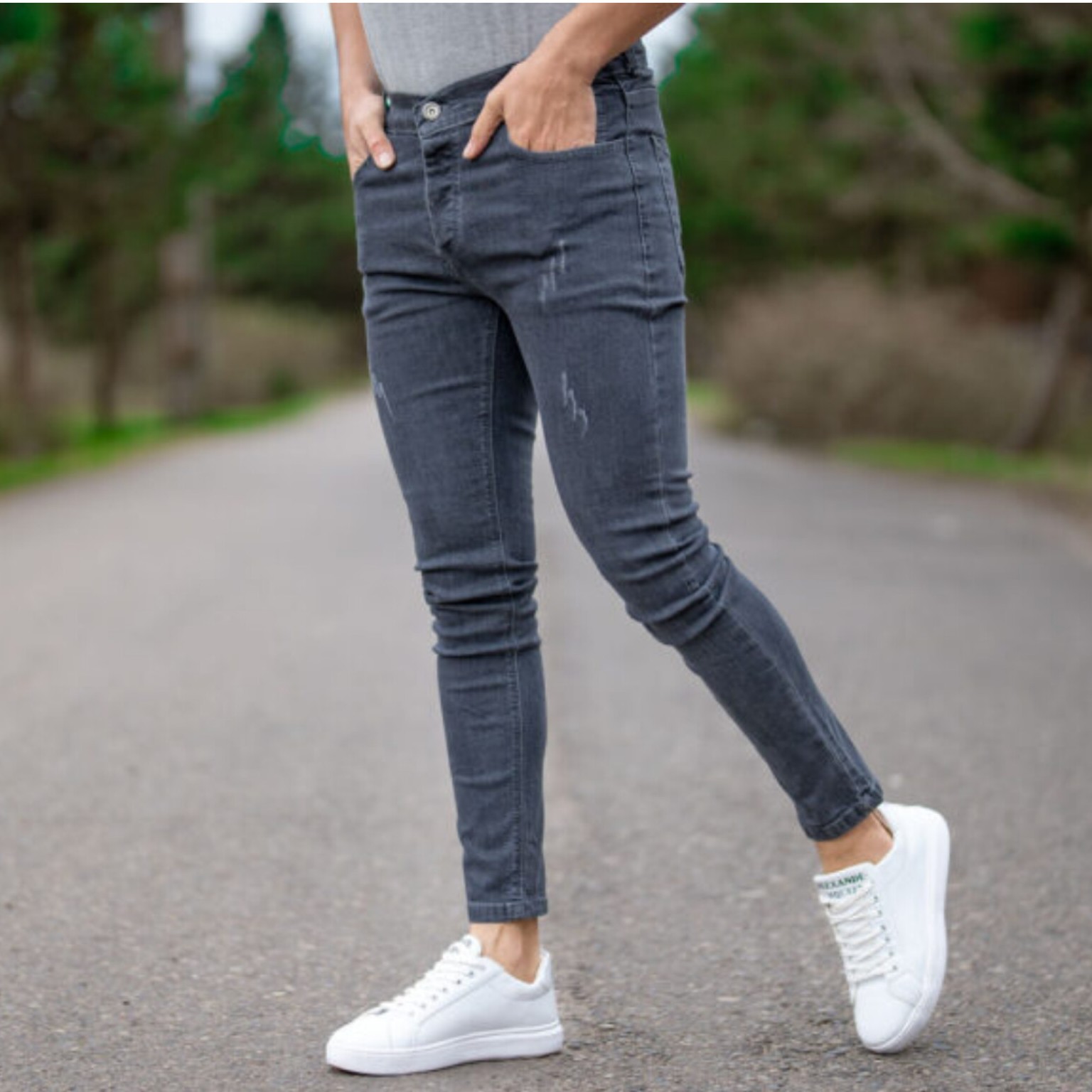 شلوار لی مردانه ذغالی کشی