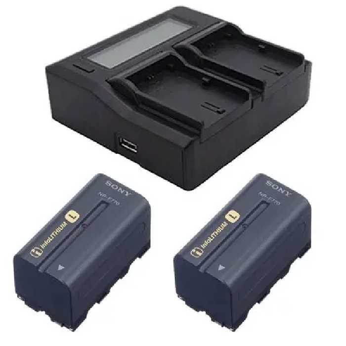 پکیج شارژر دوبل فوتومکس DUBLE NP-F770   دو باتری سونی NP-F770