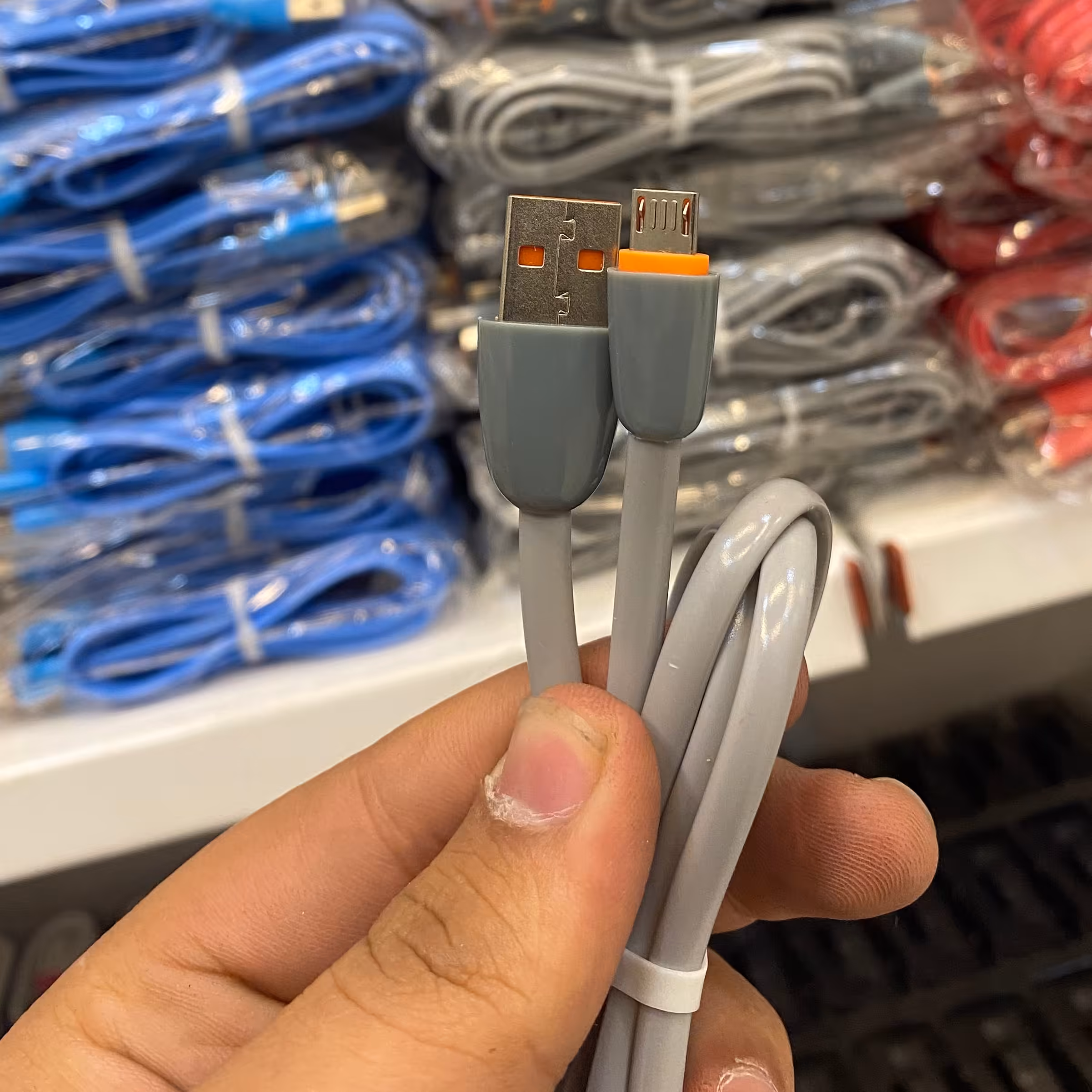 کابل ژله ای رنگی  microUSB  اندروید طوسی 