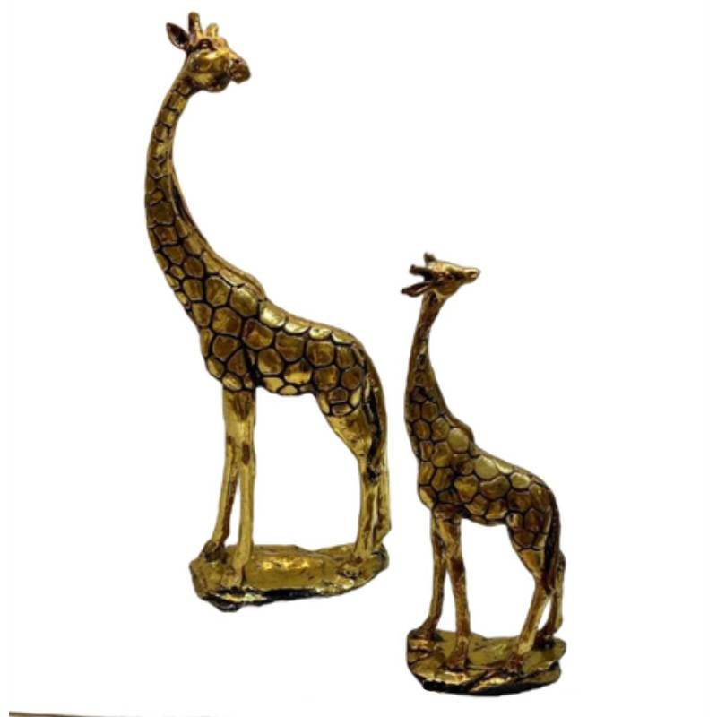 مجسمه دکوری پلی استر زرافه مجموعه 2 عددی