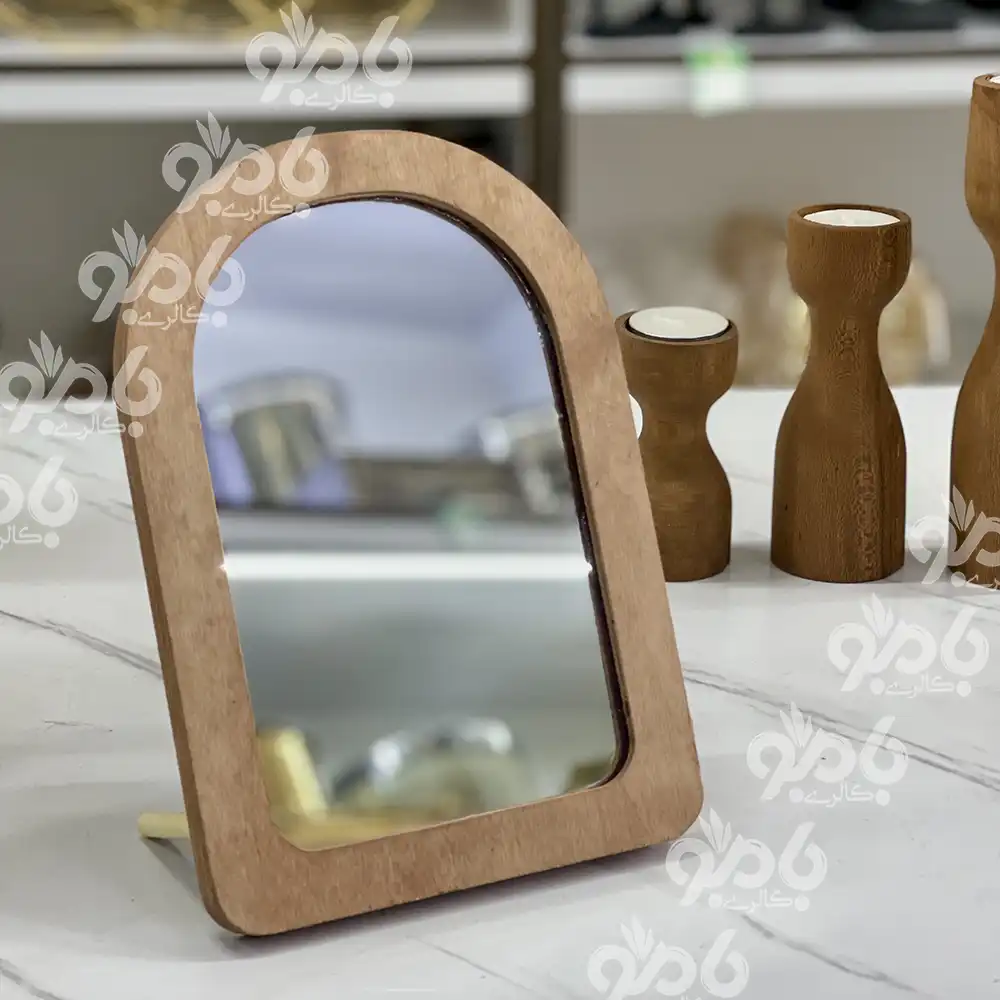 آینه رومیزی چوبی پلای بیضی