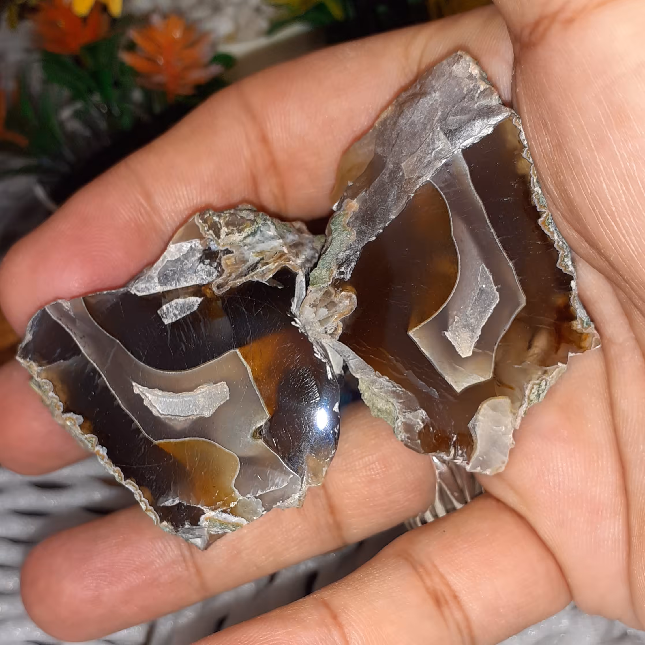 سنگ راف کلکسیونی عقیق خرمایی مصور خاص