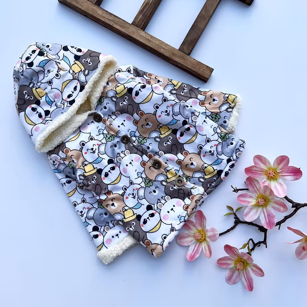 کاپشن مخمل خرس های رنگی بچگانه،جنس رویه مخمل،داخل خز،مناسب تا حدود 3 سال