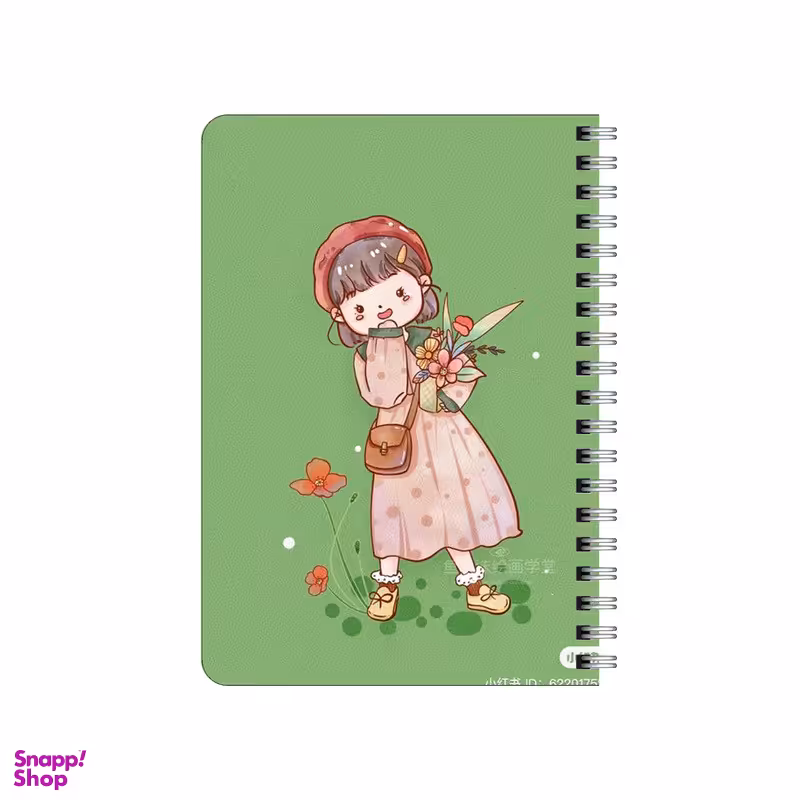 دفترچه یادداشت بامبیلیپ مدل چوبی طرح دختر کیوت و گلدان کد 1623113