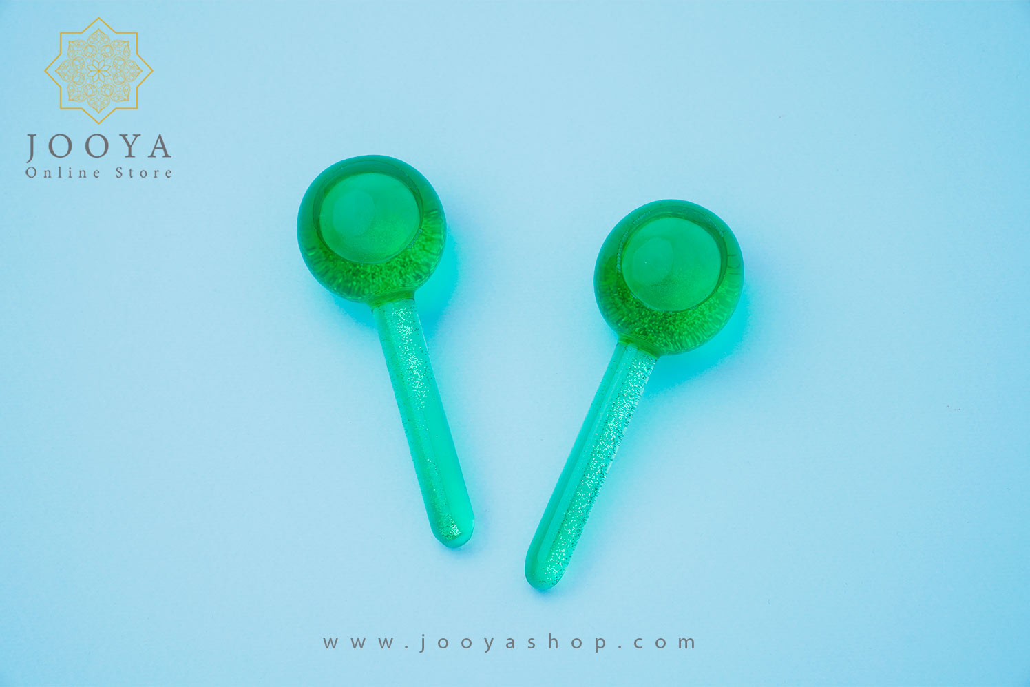 ماساژور دستی شیشه ای مدل گوی یخی اکلیلی سبز