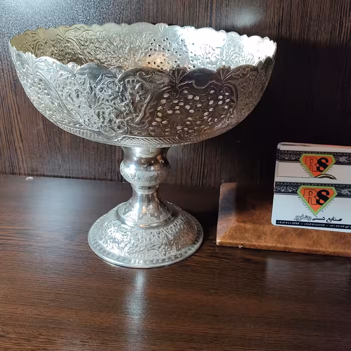 کاسه آجیل خوری قلمزنی دست سایز متوسط شبکه دار