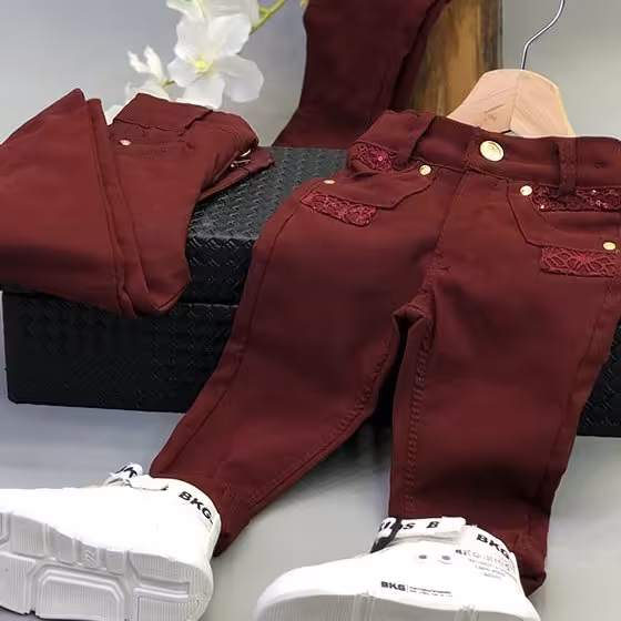 شلوار کتان پولکی