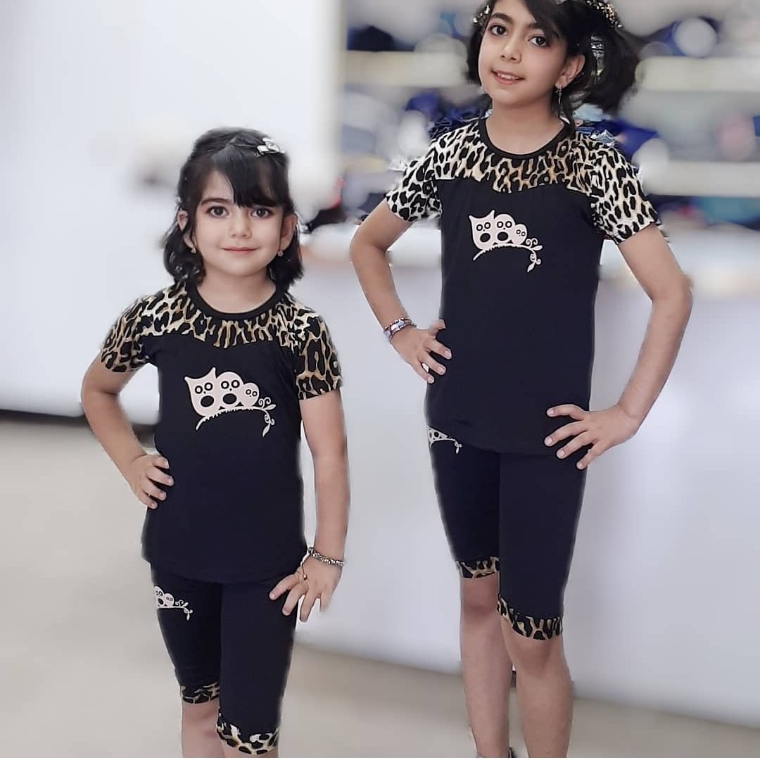 تیشرت و شلوارک پلنگی دخترانه