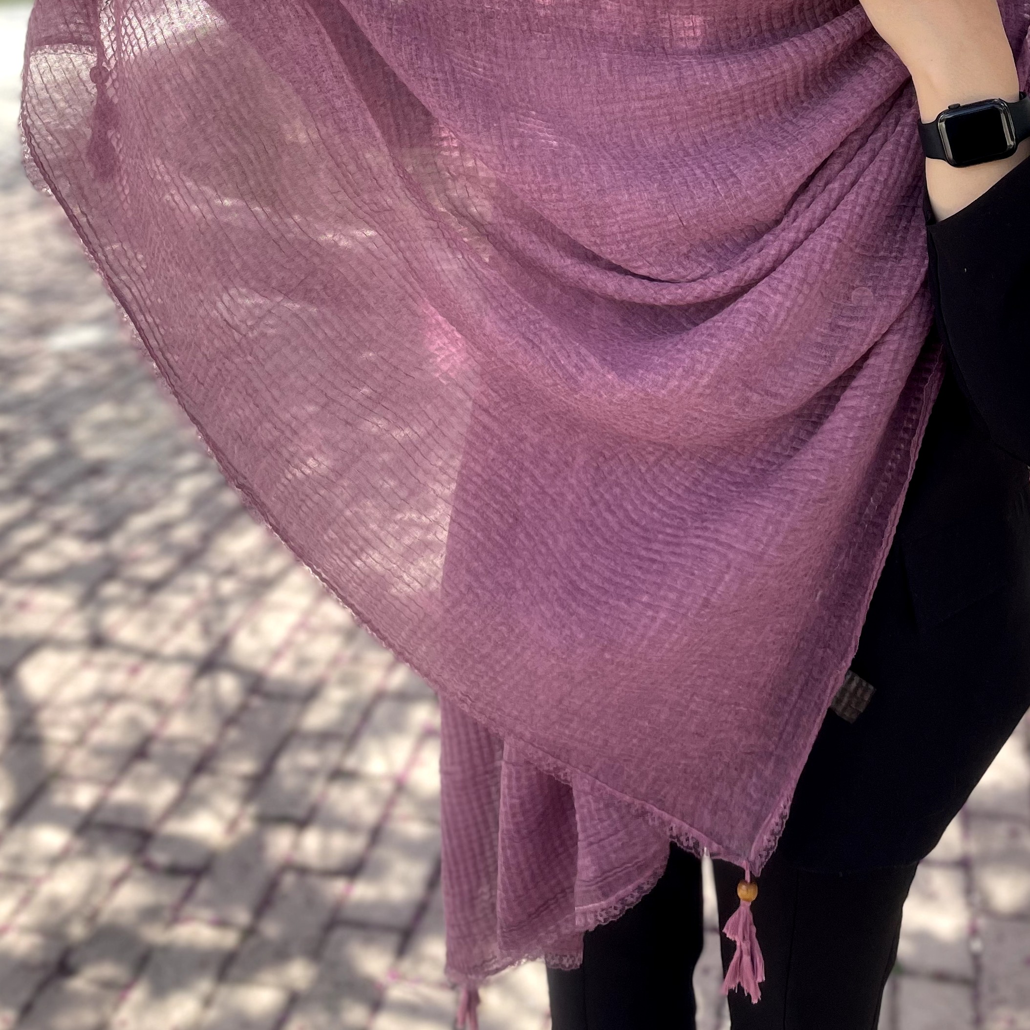 شال دور گیپور تکمیلی رنگ بندی نخی و با کیفیت بالا و خنک