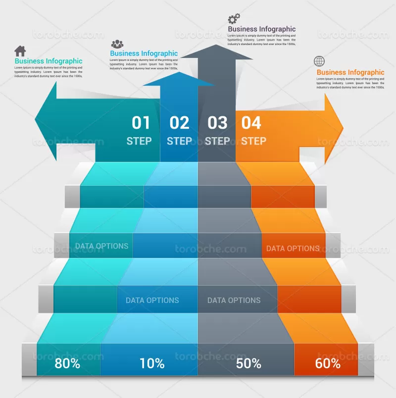 وکتور اینفوگرافیک 4 قسمتی کسب و کار | گرافیک با طعم تربچه