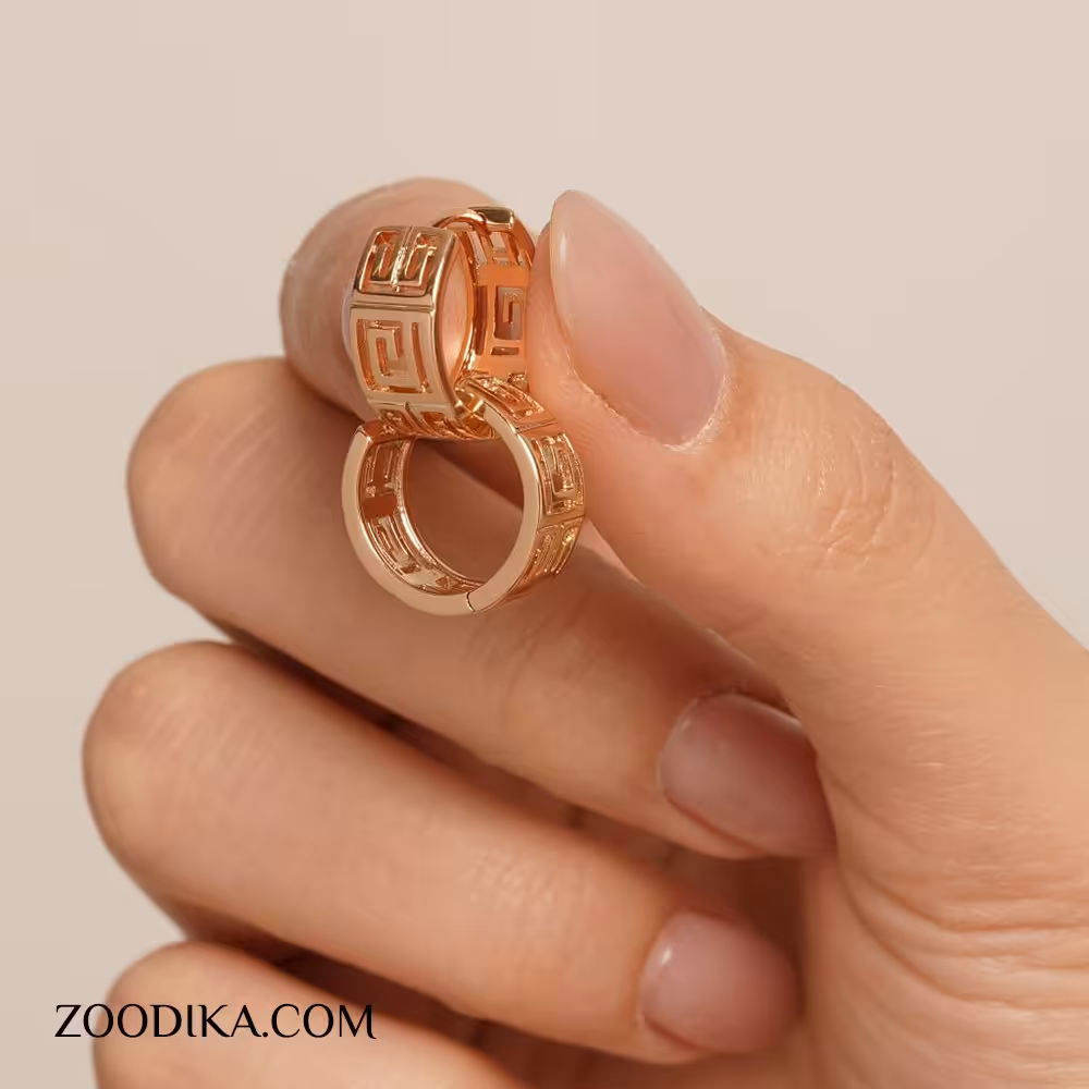 گوشواره حلقه ای ژوپینگ طرح ورساچه رنگ ثابت ضد حساسیت AAC-273