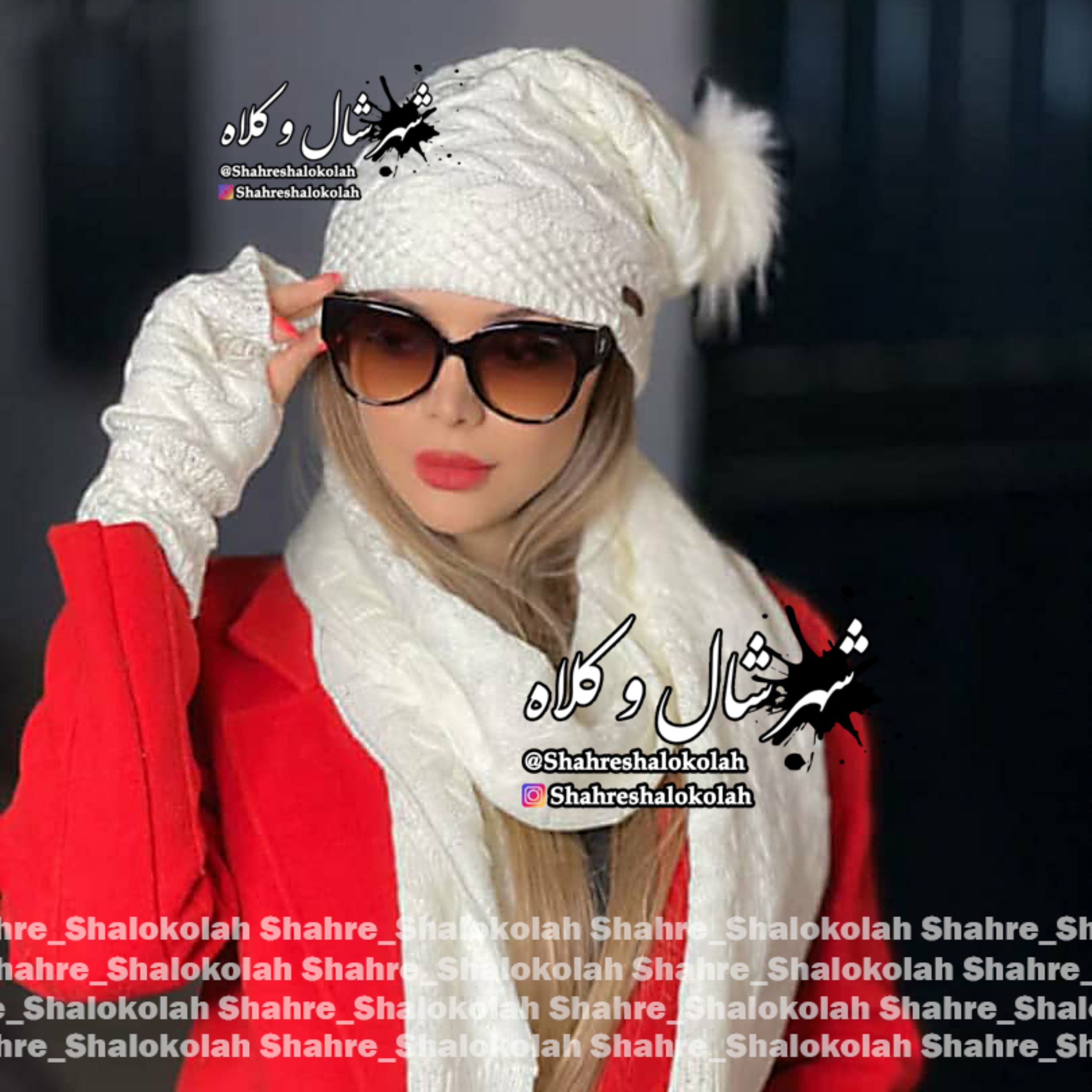 شال و کلاه و دستکش سه تیکه کد 41501 سفید