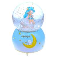 گوی فانتزی بزرگ موزیکال آبی طرح دختر و خرگوش