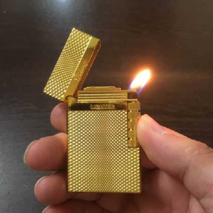 فندک روکش طلا گازی با جعبه و شناسنامه 