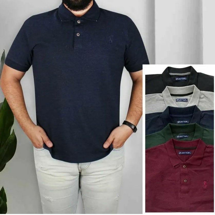 تی شرت یقه دار مردانه سوزنی جنس جودون اعلا