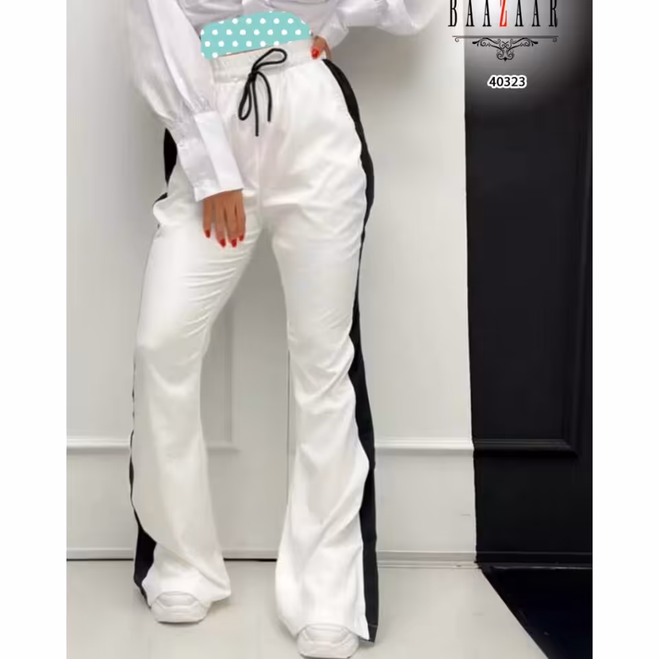 40223 شلوار بوتکات بوت کات دمپا گشاد گلکسی پشت کجراه  عالی فری 36 تا 42 تن شیک