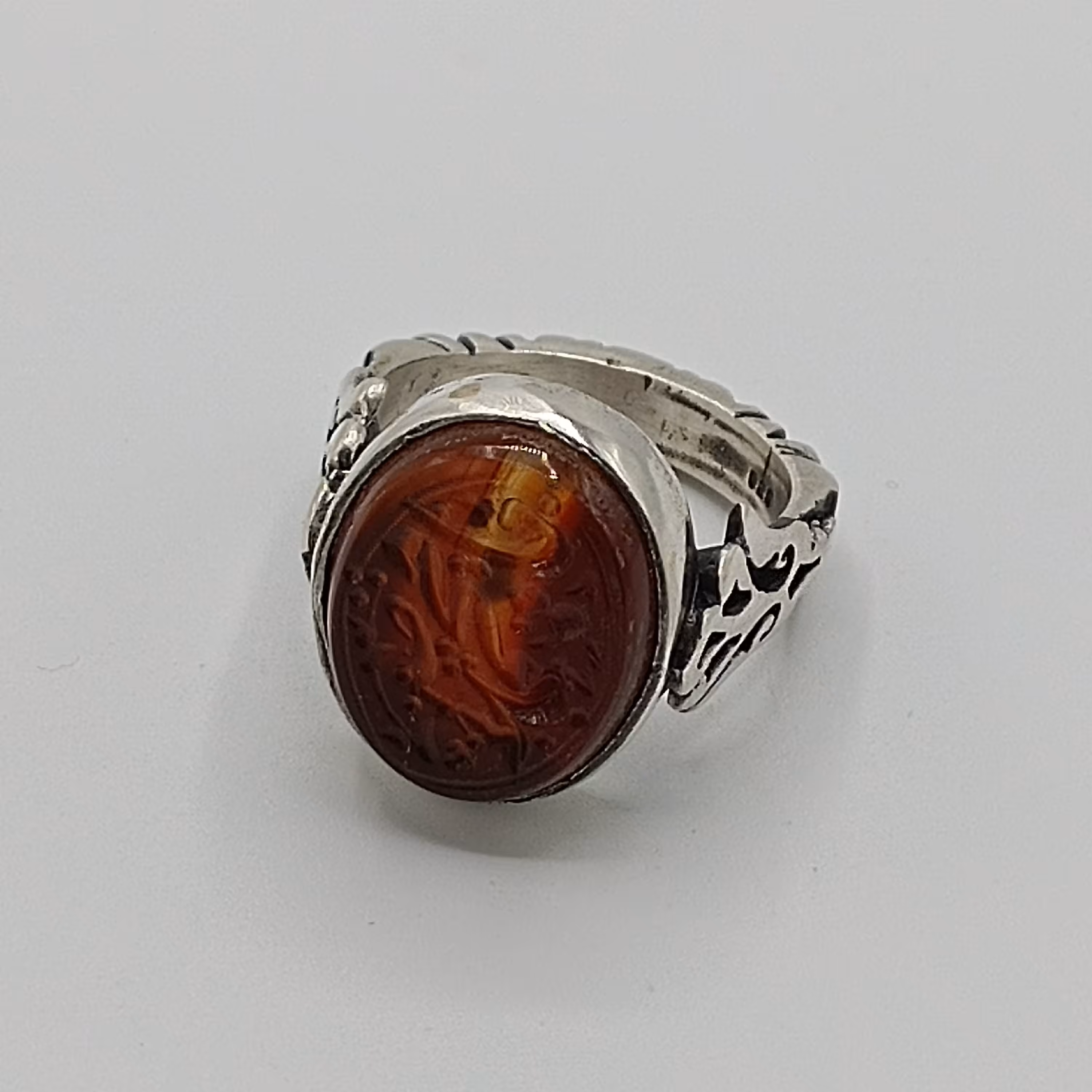 انگشتر نقره مردانه عقیق یمنی خطی سرخ کد 805