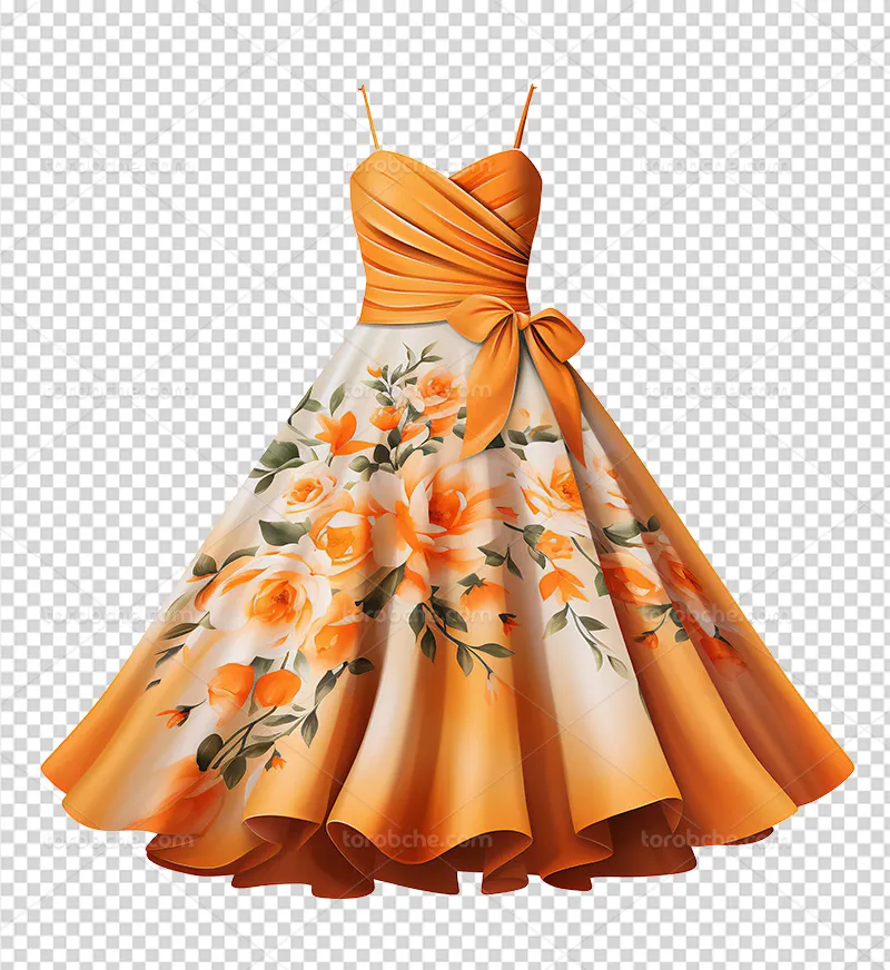 عکس PNG لباس گلدار نارنجی | گرافیک با طعم تربچه