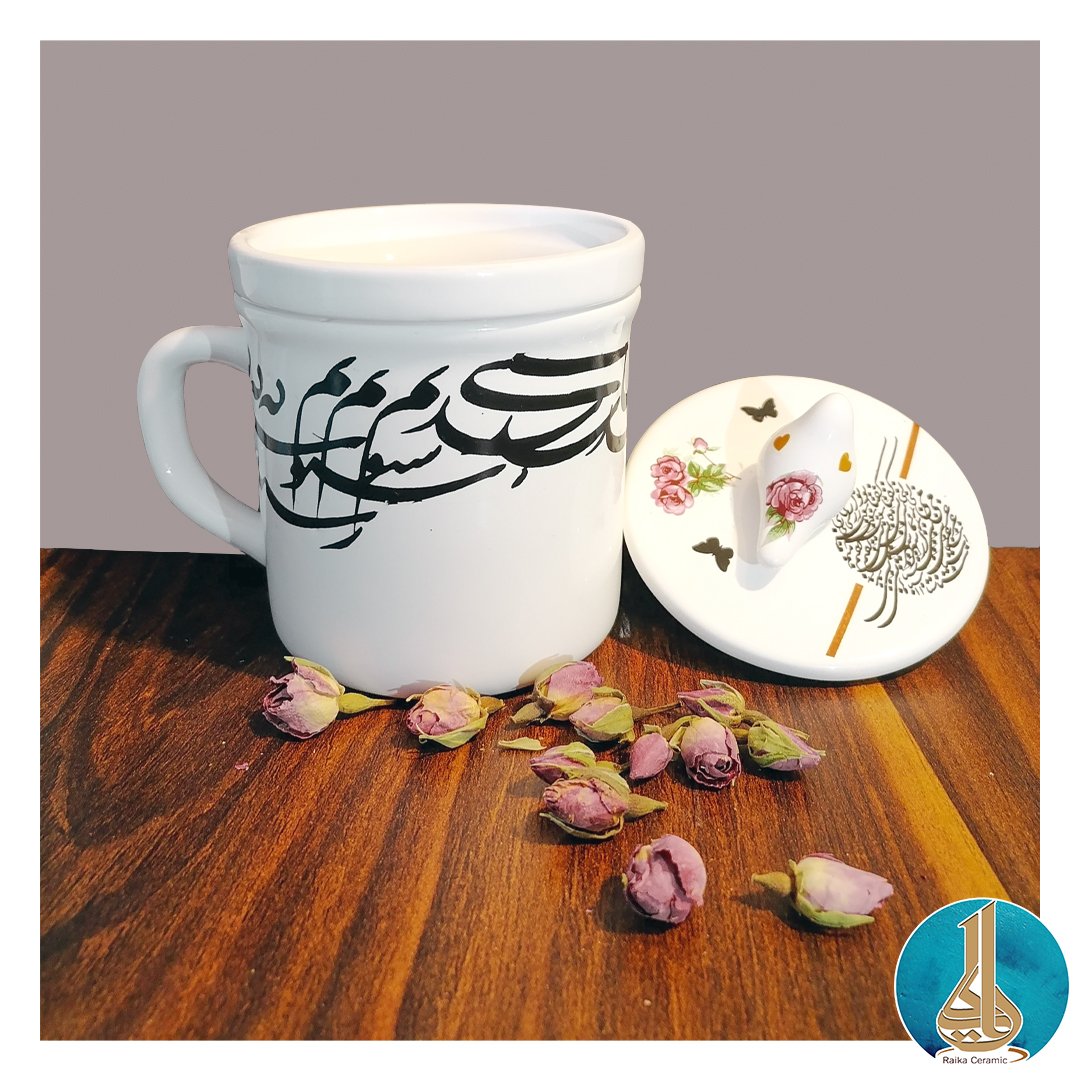 لیوان سه تکه دمنوش، رنگ ثابت امکان تغییر جزیی در عکس روی درب امکان پذیر است، ارسال به صورت پس کرایه