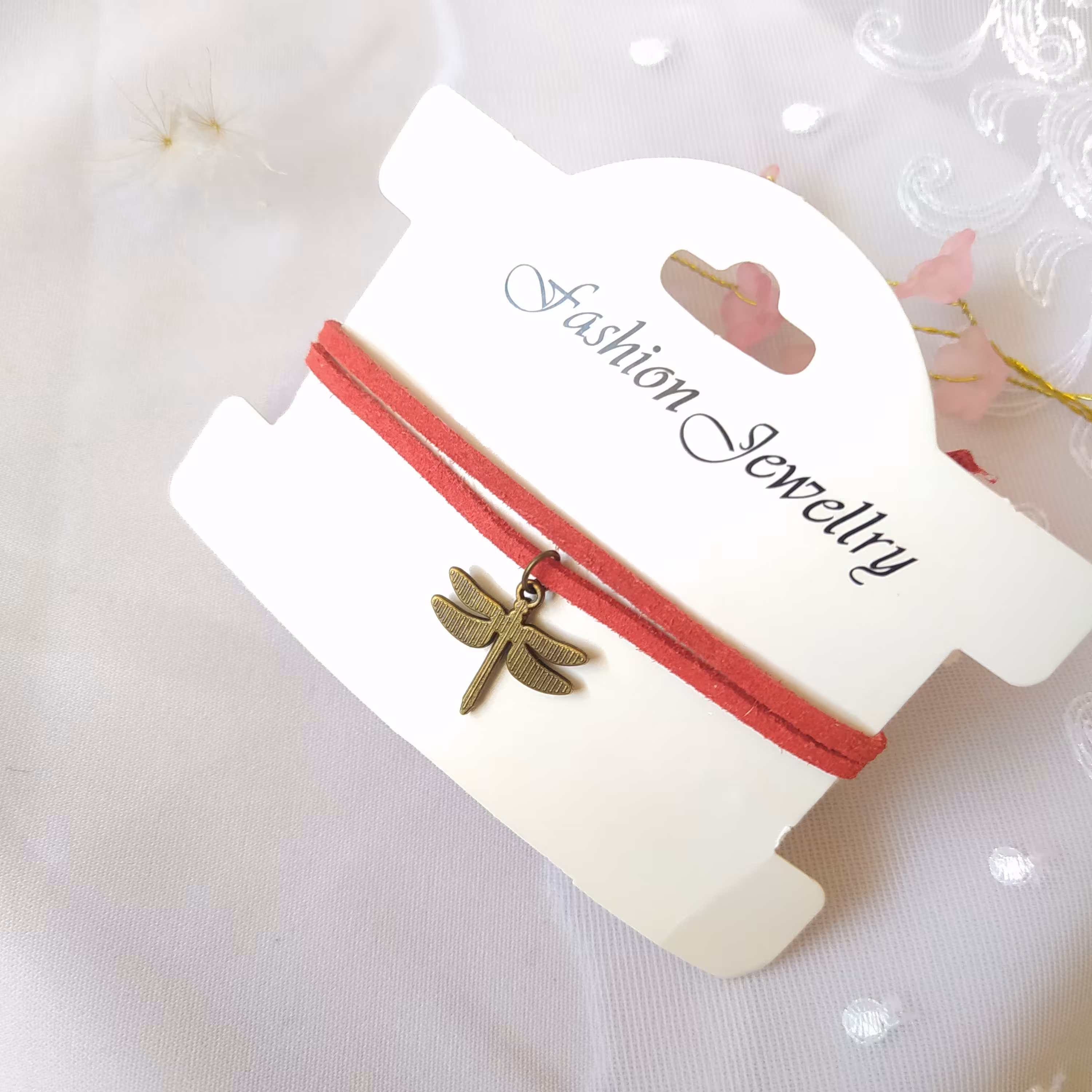 دستبند تریشه با پلاک برنجی هدیه کادویی تولد عیدی پشت گره معمولی 4عدد باهم