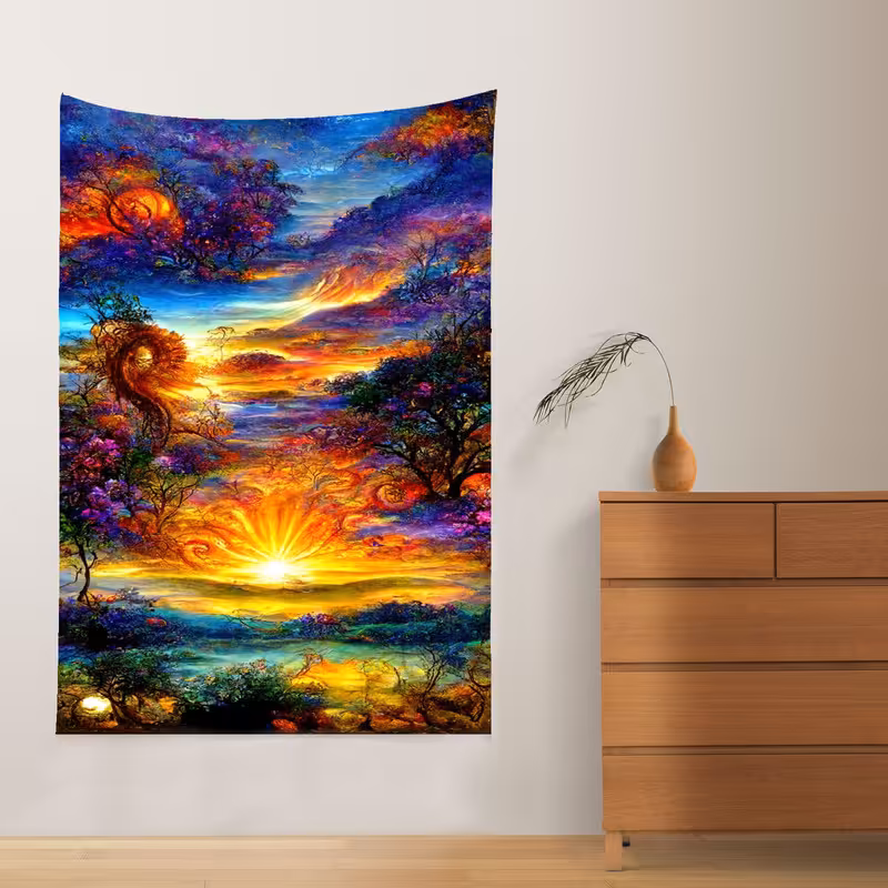 پوستر پارچه ای فیانی طرح تپستری بلک لایت HEAVEN کد F49