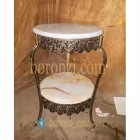 میز تلفن برنزی دو طبقه مدل یاس کج